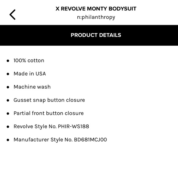 n:philanthropy Monty Bodysuit SMALL - Picture 6 of 6